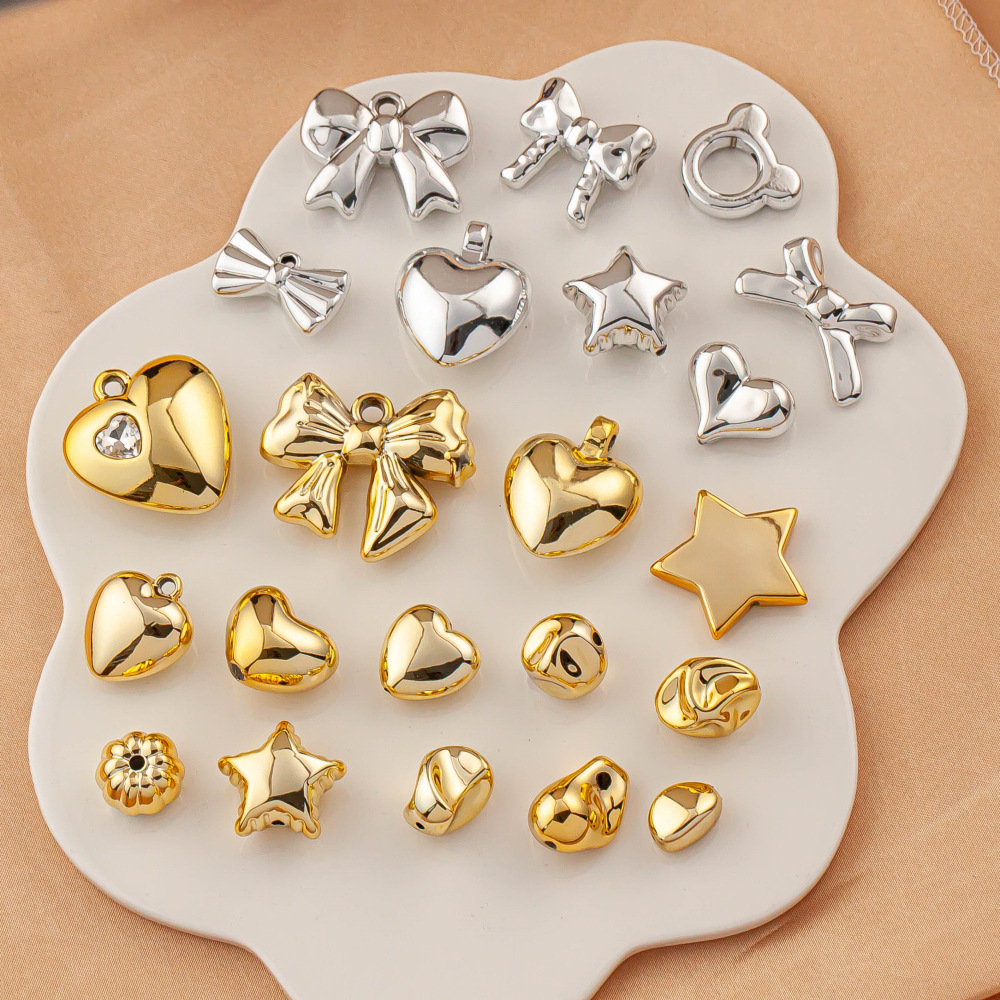 Simple and versatile, multi-sized heart-shaped bow DIY pendant accessories, CCB plastic shaped bead pendant accessories Specification image