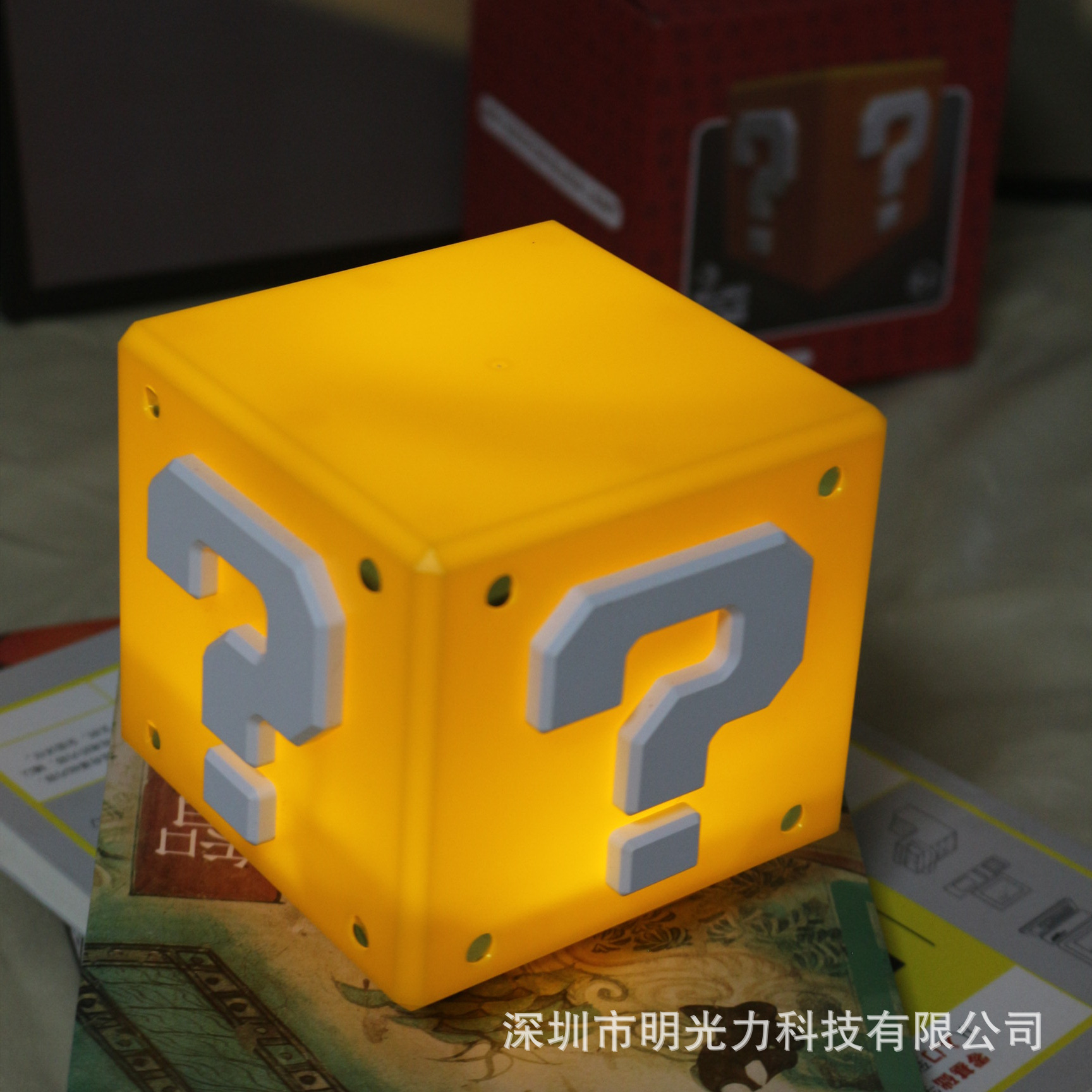 Mario Question mark Night Light, seven-color light, silent square, third-generation question mark gold coin sound, creative desktop atmosphere light details Picture