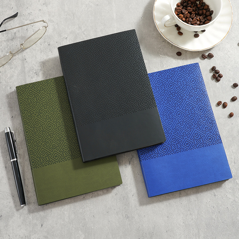 A5 thickened, high-appearancy-level notebook with diagonal pattern, high-end business notebook customization, company event customized LOGO Specification image