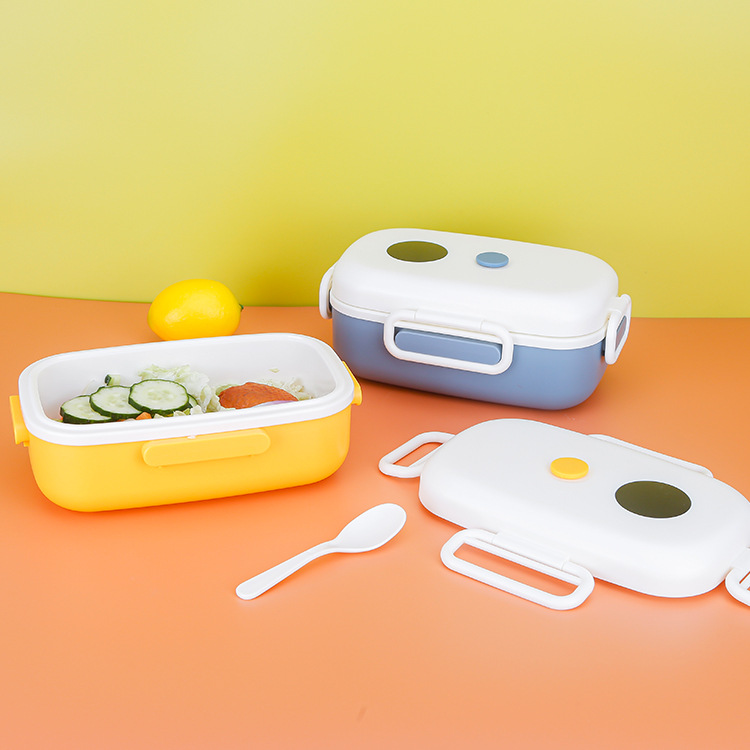 日式便当盒学/分格塑料饭盒/叉勺筷可微炉产品图