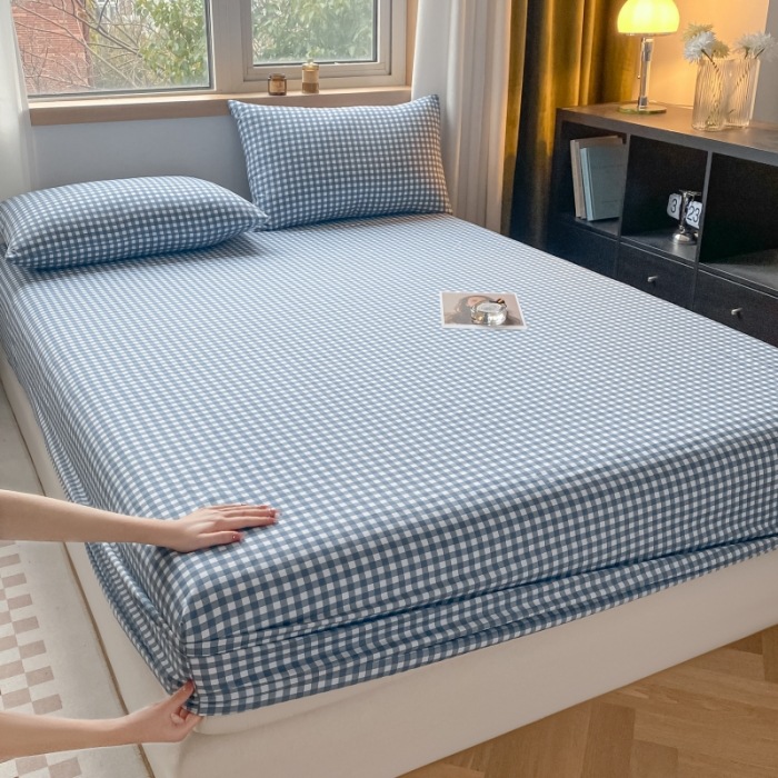 加厚床笠单件席梦思床罩保护套防尘罩床垫罩1.5纯色防滑床单枕套