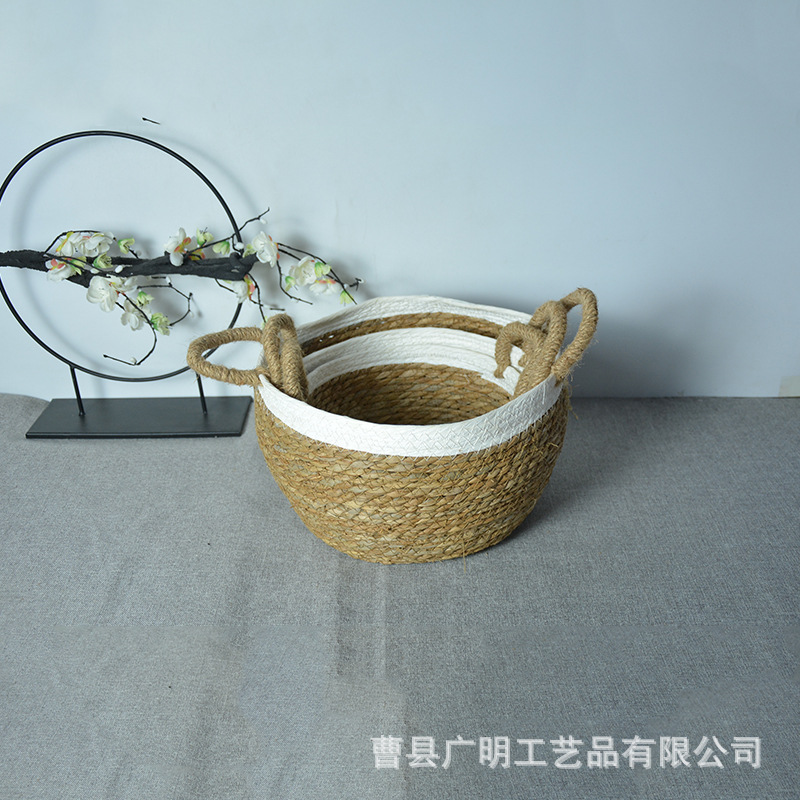 Manufacturers Wholesale Straw Storage Basket Creative Garden Style Woven Storage Basket Vegetables Storage Clothes Storage Basket details Picture