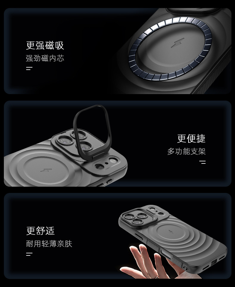 Cross-border applicable iPhone series phone case, lens full package, invisible bracket, Apple 17 corrugated anti-drop phone case pic 2