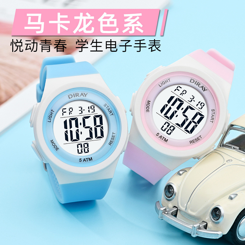 Best-selling high school countdown girls' watch, waterproof sports step-counting electric children's watch, luminous simple watch for boys details Picture