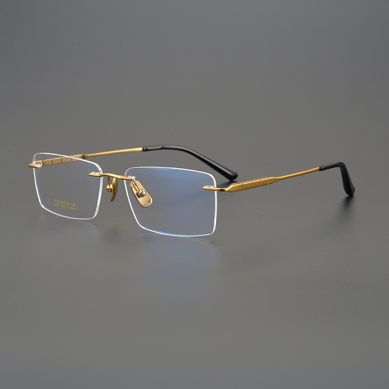 无框架超轻纯钛方形眼镜框弹性风琴腿镜架可配近视镜男士商务眼镜详情图1