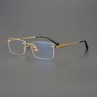 无框架超轻纯钛方形眼镜框弹性风琴腿镜架可配近视镜男士商务眼镜
