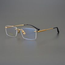 无框架超轻纯钛方形眼镜框弹性风琴腿镜架可配近视镜男士商务眼镜
