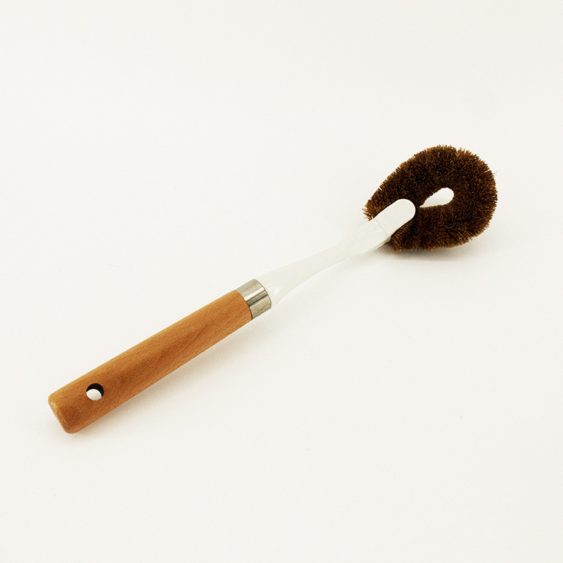 Beech long-handled pot washing brush, kitchen wall-mounted coconut palm non-stick oil pan brush, cleaning brush details Picture
