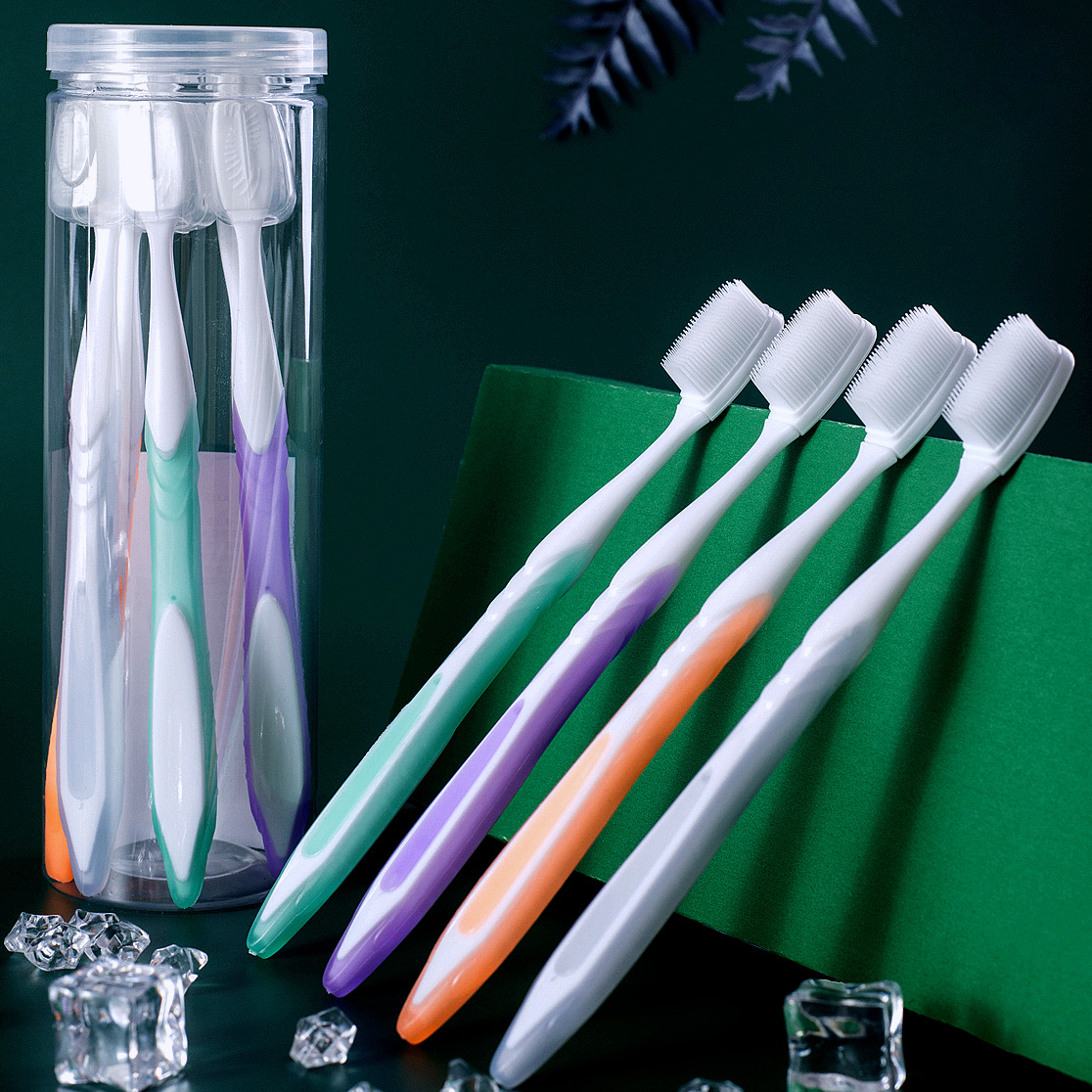 Ai Shukou Silicone Nano Toothbrush 5 Barrels Of Dust Jacket Adult Household Soft Bristle Toothbrush Wholesale