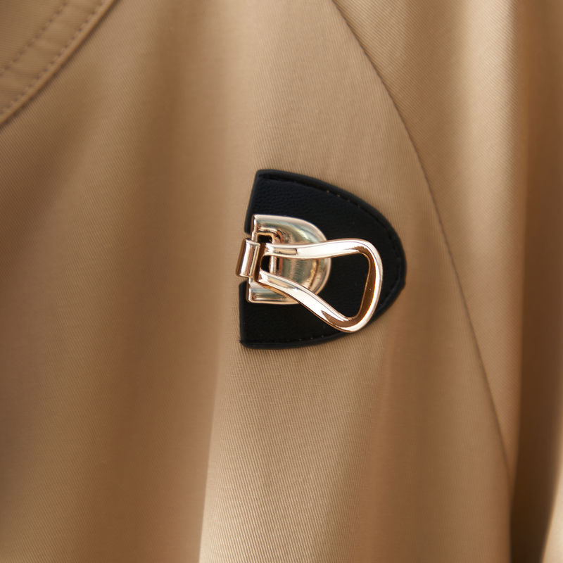 Awakening Of The Paradise Stand Collar Design Sense Metal Buckle Loose 100 Women's Coat Spring Fashion Temperament Long Trench Coat Application Scenario