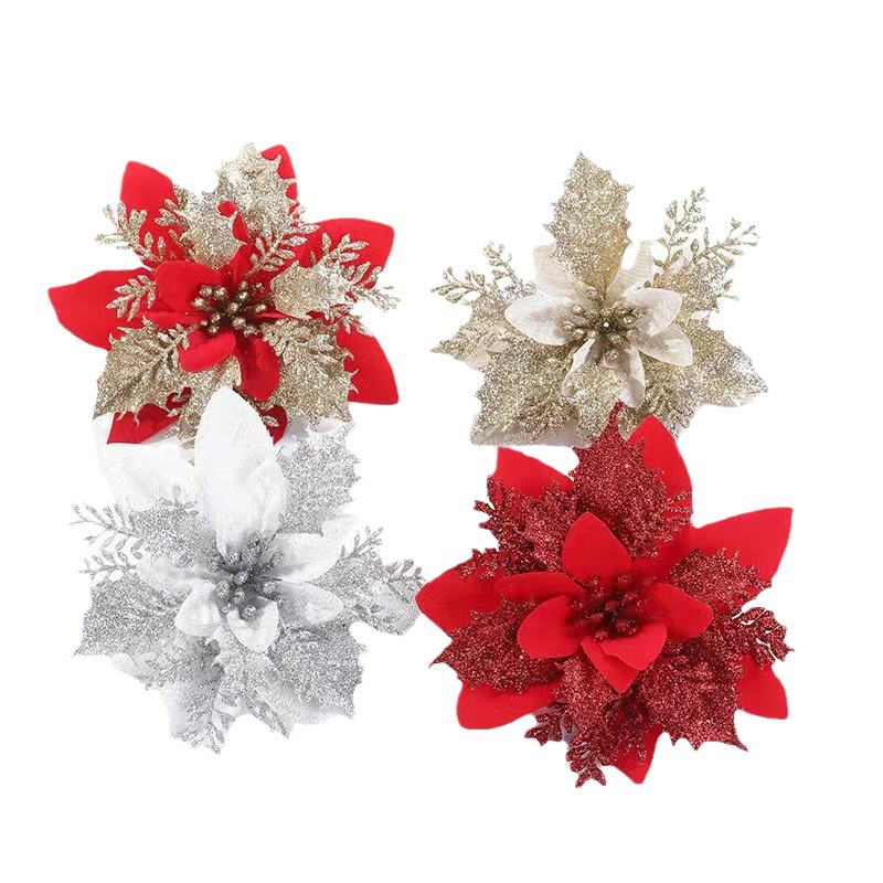 Christmas Gold Powder Christmas Flower Simulation Flower Christmas Wreath Decorative Flower Christmas Tree Decoration Christmas Accessories Item Picture