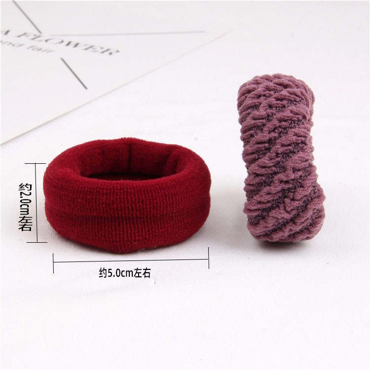 Boxed thickened and widened high-elasticity towel band, seamless fish-scale pattern hair tie, rubber band, leather cover, hair band details Picture
