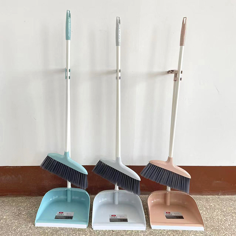 Wholesale Stainless Steel Rod Soft Hair Broom Dustpan Set Combination Of Plastic Broom Set Household Sweeping Set