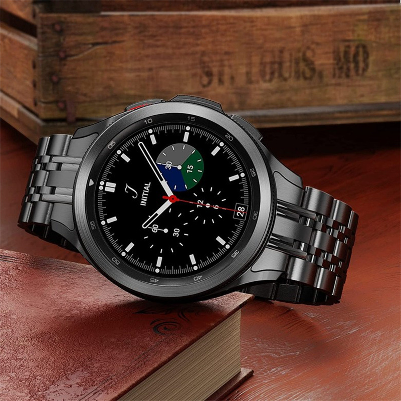 适用于三星Galaxy Watch4 七珠不锈钢智能蓝牙游泳防水手表表带
