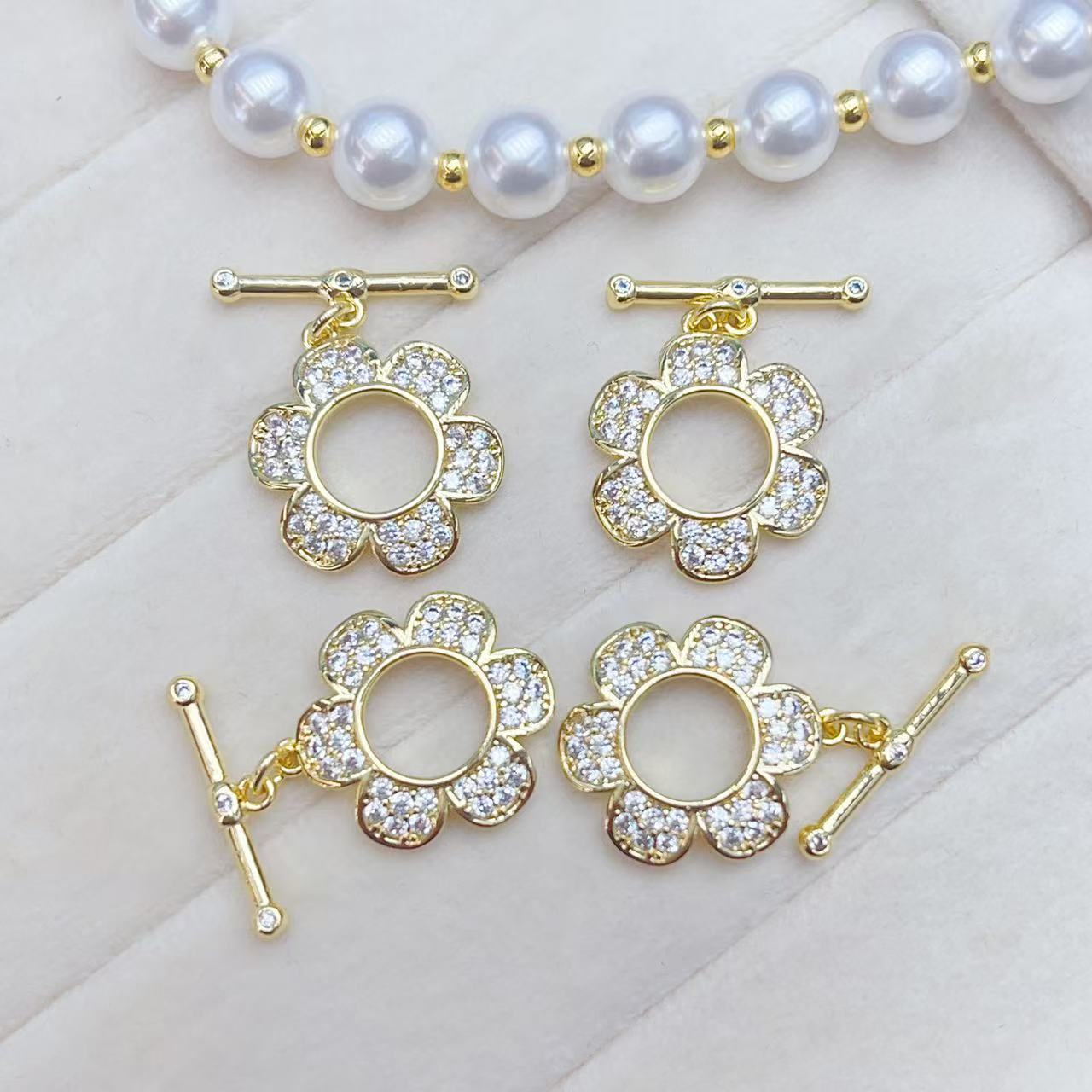 18K copper flower color retention inlaid zircon OT clasp connection clasp tail clasp necklace bracelet diy handmade jewelry Application Scenario