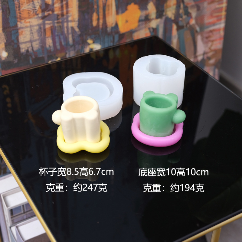 Ins-style bear mug, scented gypsum candle, chocolate resin, diy baking decoration cup, silicone mold details Picture