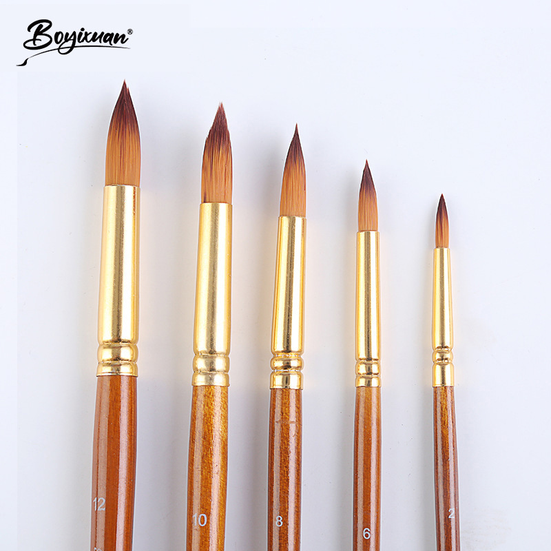 Cross-border in-stock 5-stick watercolor acrylic multi-purpose painting set for students, direct supply from the manufacturer of nylon brushes Specification image