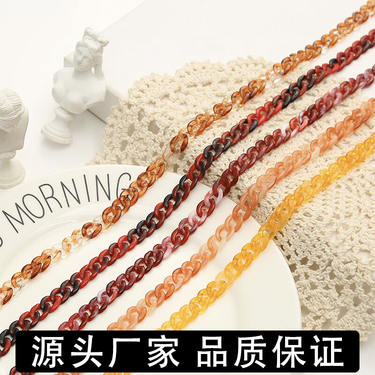 Acrílico siete colores cadena hebillas cadena bolso llavero cadena ojos hebillas horquilla diy accesorios cadena abierta details Picture