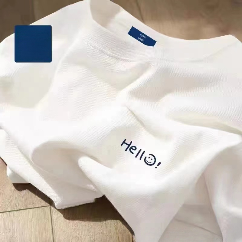 Summer's new men's and women's pure cotton short-sleeved, small chest label personalized couple T-shirts are loose, casual and versatile, trendy tops