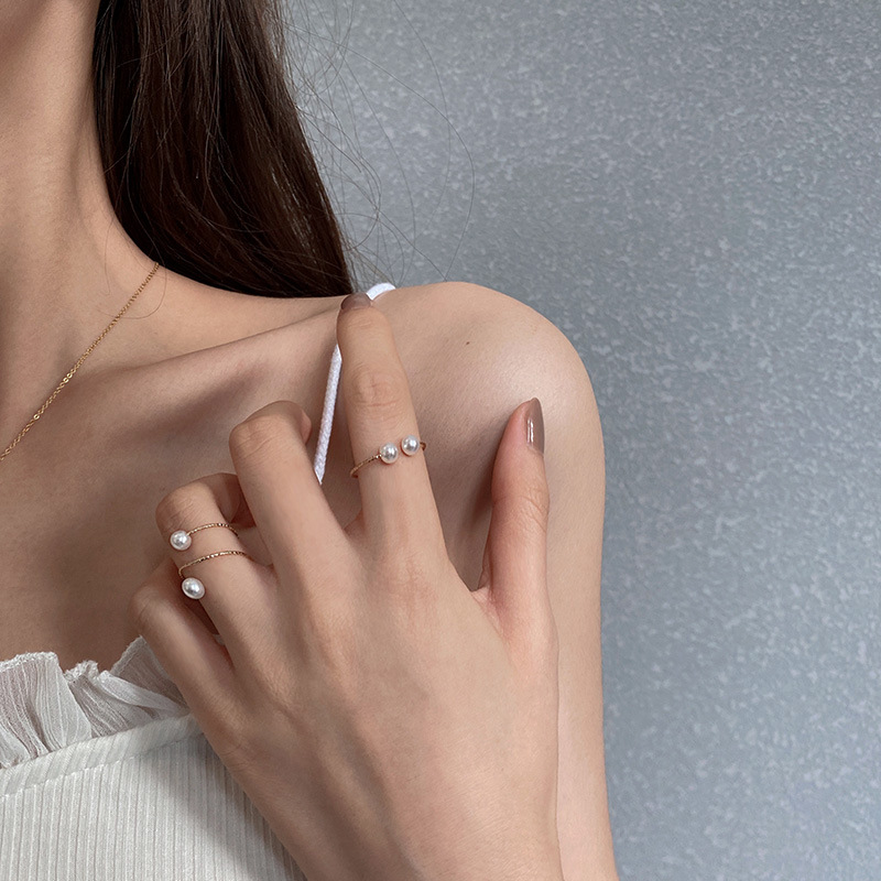 Korean Version Of Simple Winding Pearl Open Ring Fashion Personality Index Finger Ring Ins Trend Network Red Adjustable Hand Jewelry Application Scenario