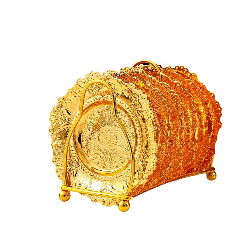 Wrought Iron 6-Piece Coaster Set Small Plate Set Gold Tail Fruit Snack Dish High-End Cake Tray Storage Tray Item Picture