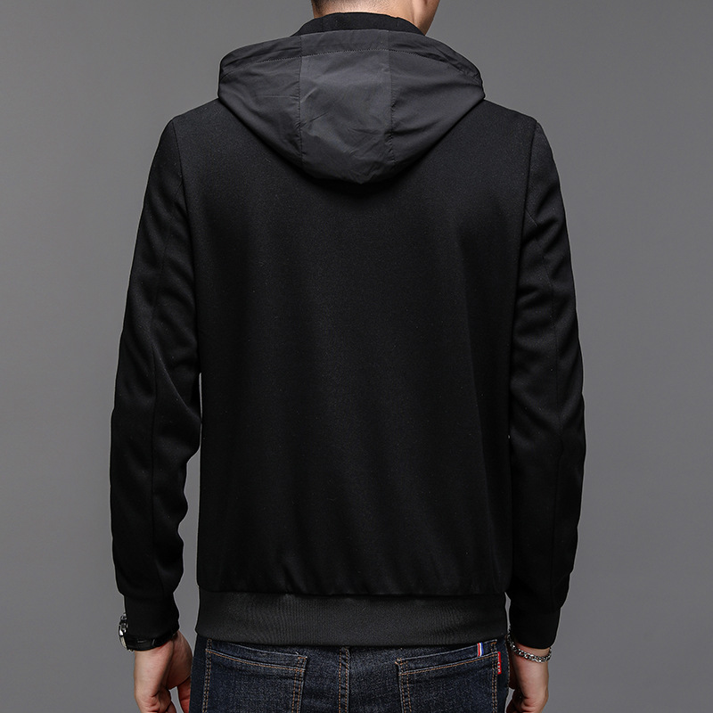 Moda media juventud casual hombre color sólido cuello con capucha cremallera trenzador clásico abrigo marca de moda otoño nuevo Application Scenario