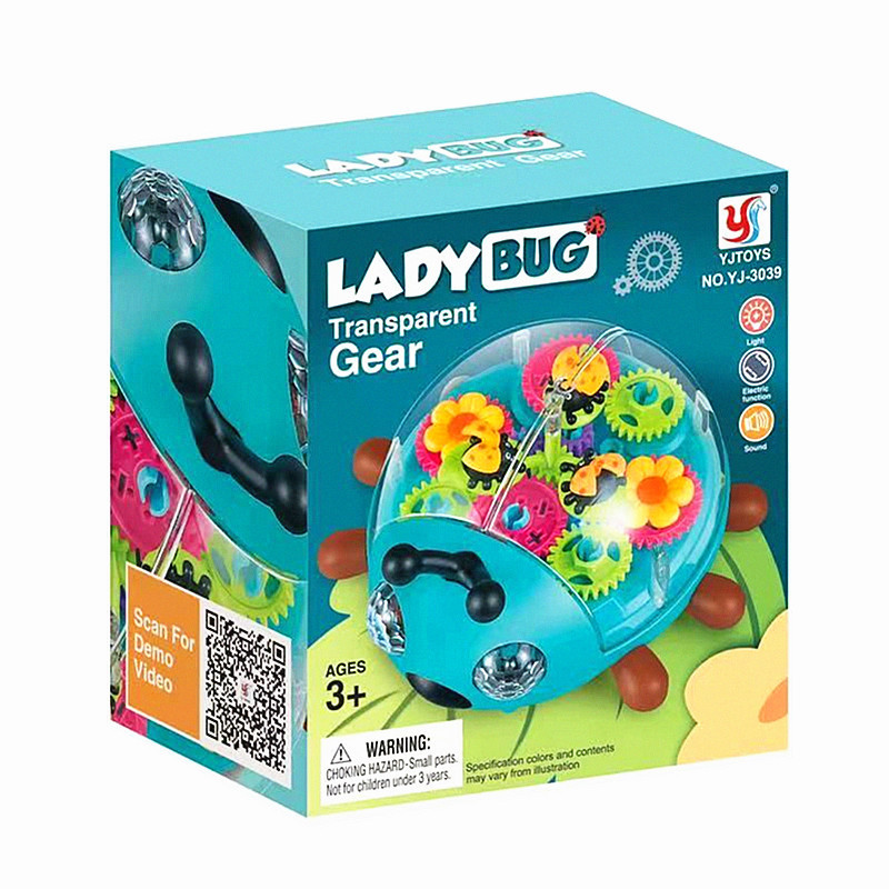 Foreign trade new electric universal transparent rotating gear beetle light music Cartoon Park night market children's toys Item Picture