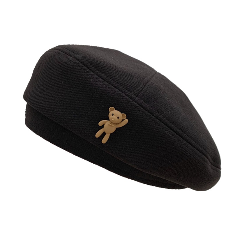 Your Baby Bear ~ Japanese Retro Cartoon Brown Wool Beret Female Autumn/Winter Chic Temperament Painter Hat Male Item Picture