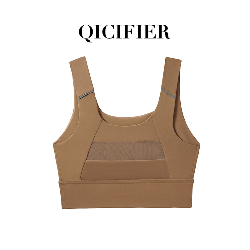 Qcfe New Integrated Sports Mesh Vest Women's High Strength Shock-Proof Running Sports Fitness Yoga Wear Underwear full figure
