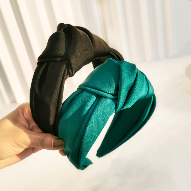 New cross-border headband from Europe and America, versatile ins texture satin headband, wide edge knotted hair band wholesale R288 pic 52