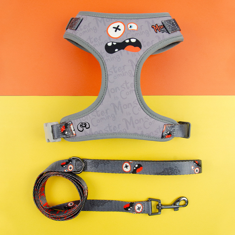 Cross-border factory direct delivery of pet gift leashes for chest and back, new fashionable outfits, essential Halloween gifts for travel Specification image