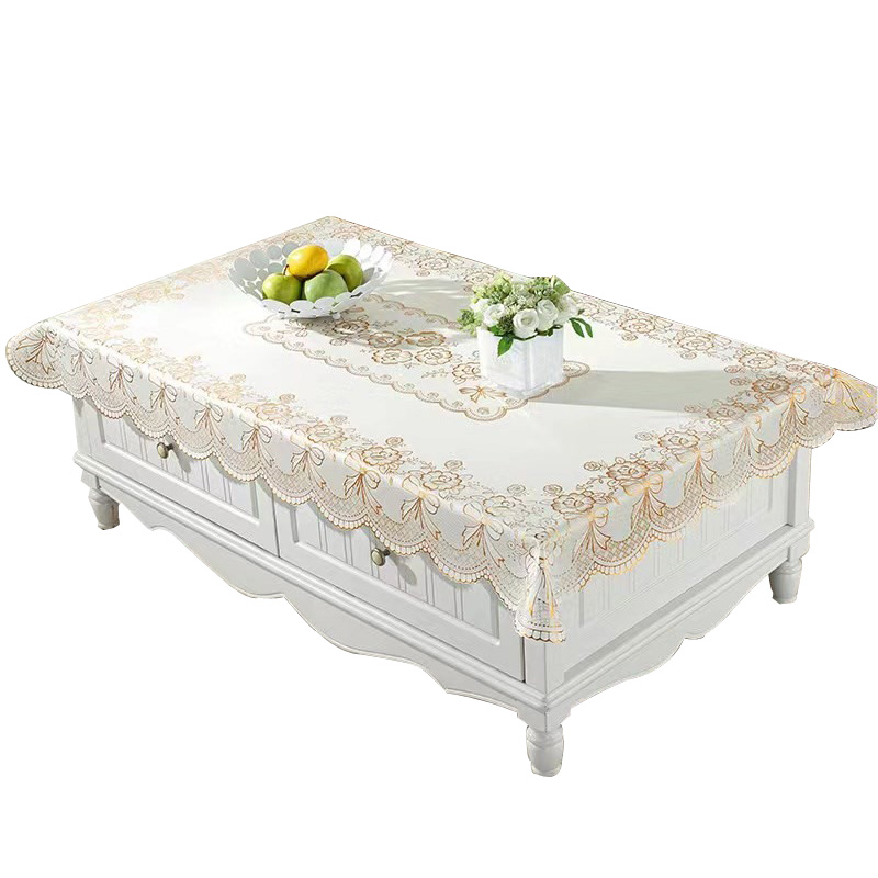 Pvc Plastic Hot Stamping Rectangular Tablecloth European Printing Waterproof Oil Free Wash Heat Insulation Table Mat Coffee Table Item Picture