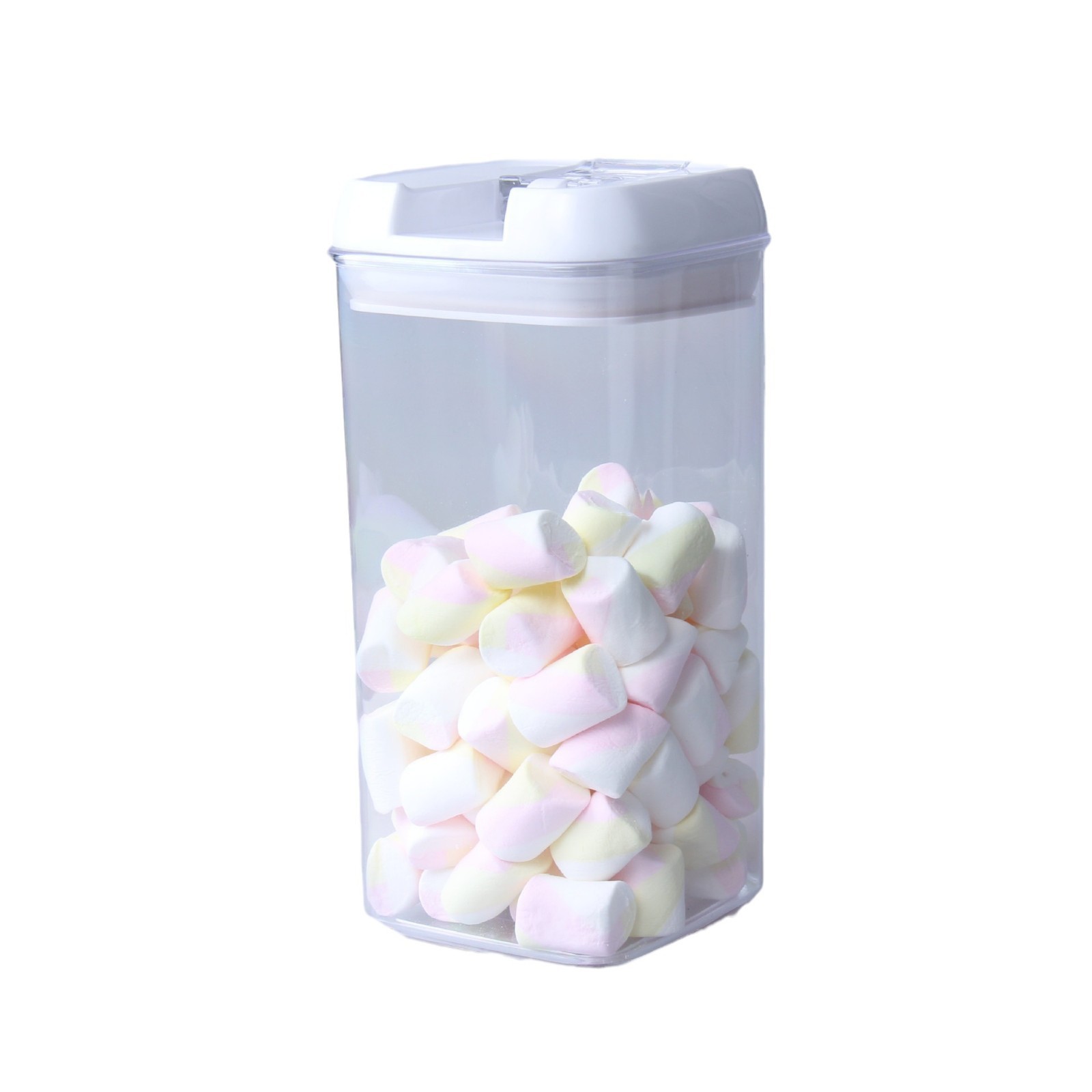 Plastic candy cans, easy-to-clasp cans, food storage boxes, square sealed cans, transparent kitchen storage items Item Picture
