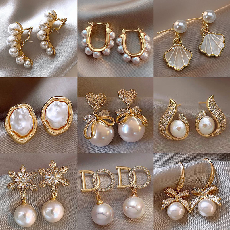 高级仿巴洛克仿珍珠耳坠小众轻奢蝴蝶结闪钻耳环2025新款爆款耳饰