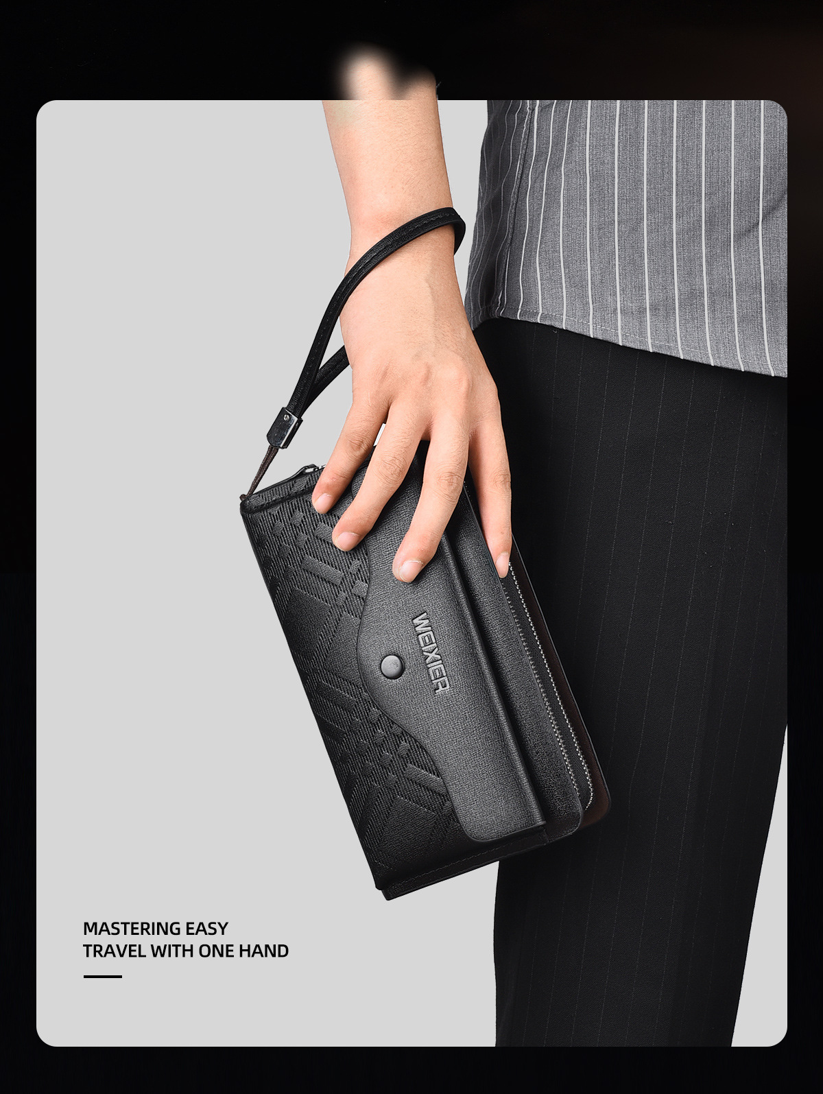 休闲男士长款商务钱包便携手抓包pu大容量双拉链手拿包多卡位夹包详情6