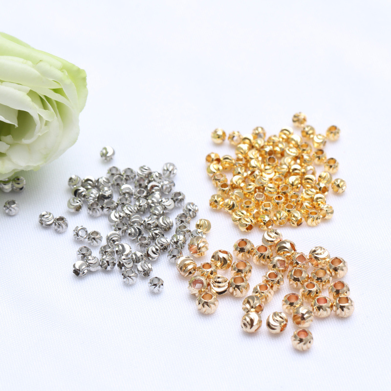 14K Bag Real Gold Cut Surface Color Watermelon-Bead Necklace String Diy Accessories Material Bead 3-8Mm Gold Bead