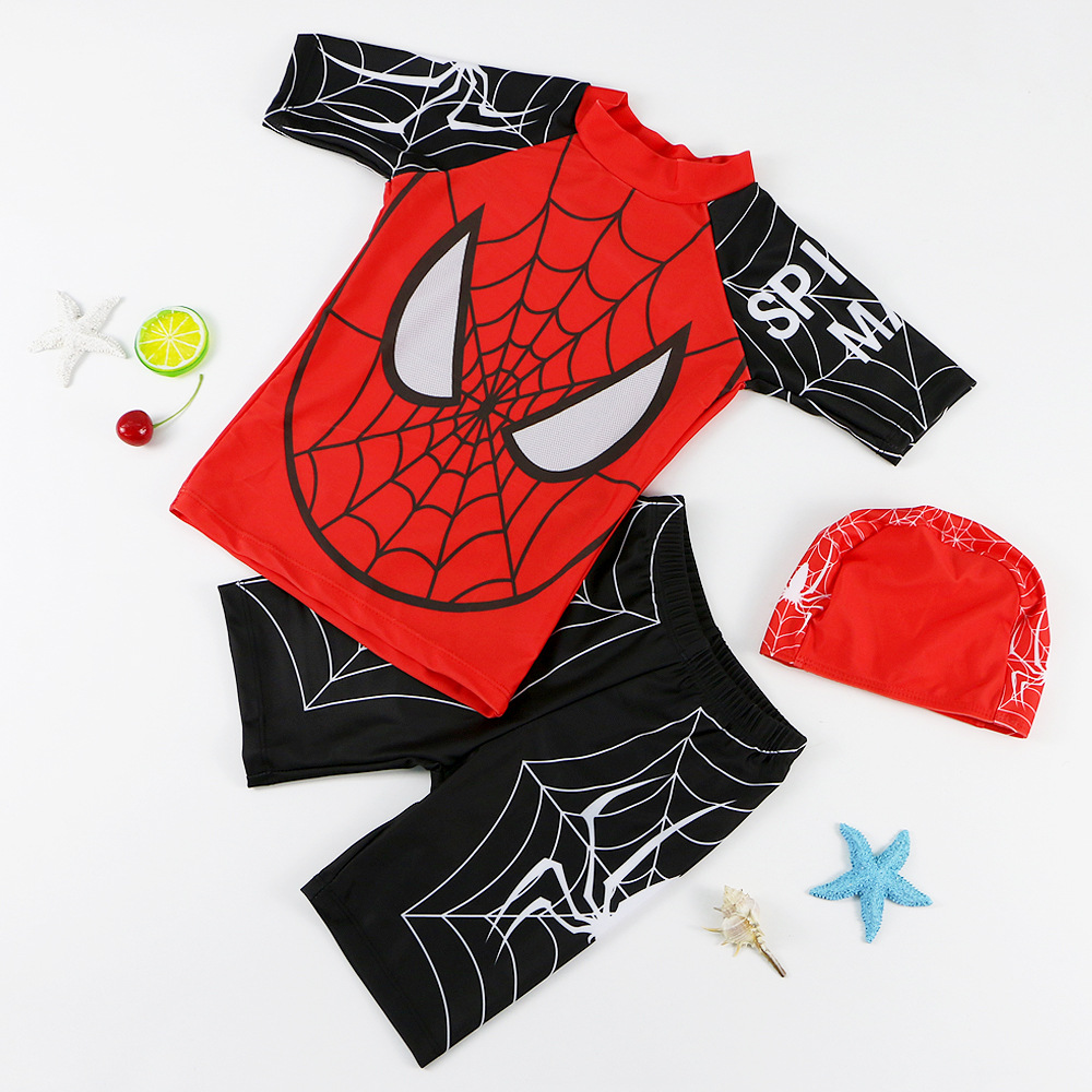 Cartoon Three-Piece Children's Boy Split Baby Boy Swimming Shorts Short Sleeve Beach Sunscreen Hot Spring Bathing Suit Wholesale details Picture