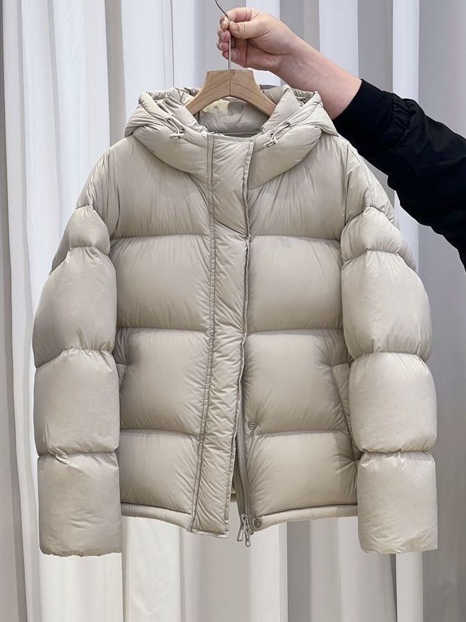 白鸭绒羽绒服女短款冬新款宽松韩版连帽加厚小个子面包服外套