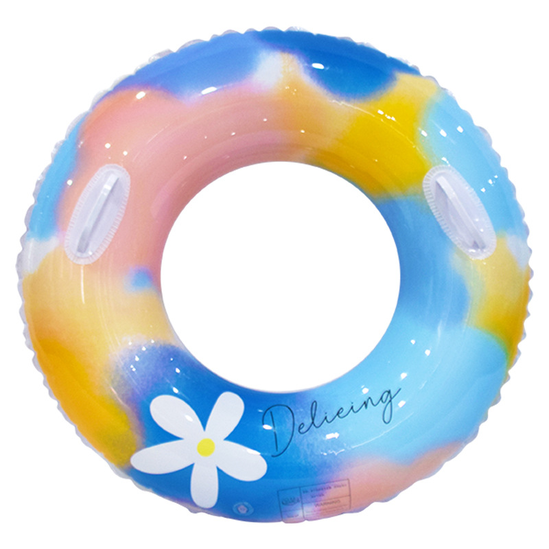 Net Red Watercolor Flower Swimming Ring Adult Pvc Thickened Swimming Ring Fashion Smudging Swimming Armpit Ring Manufacturers Wholesale Item Picture