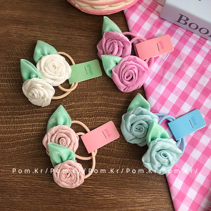 New rose hair band children's ponytail high-elastic and seamless leather band children's hair accessory Specification image