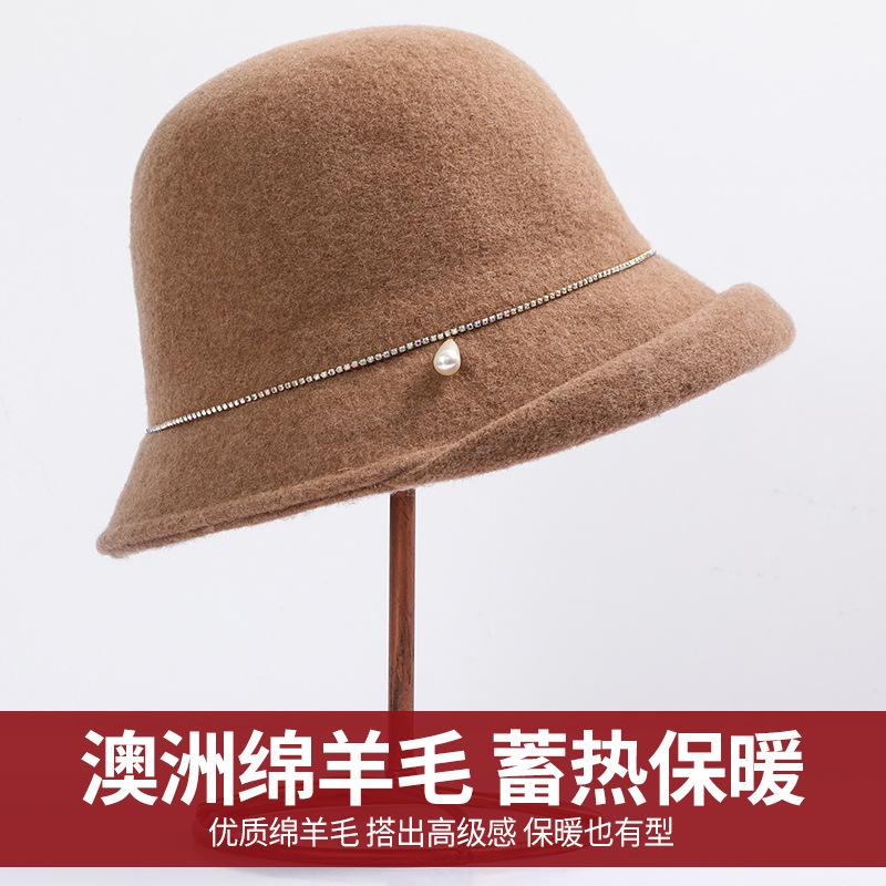 High-End New Wool Hat Women's Autumn And Winter Fashion Curly Top Hat Japanese Temperament Socialite Fisherman Hat Elegant Basin Hat details Picture