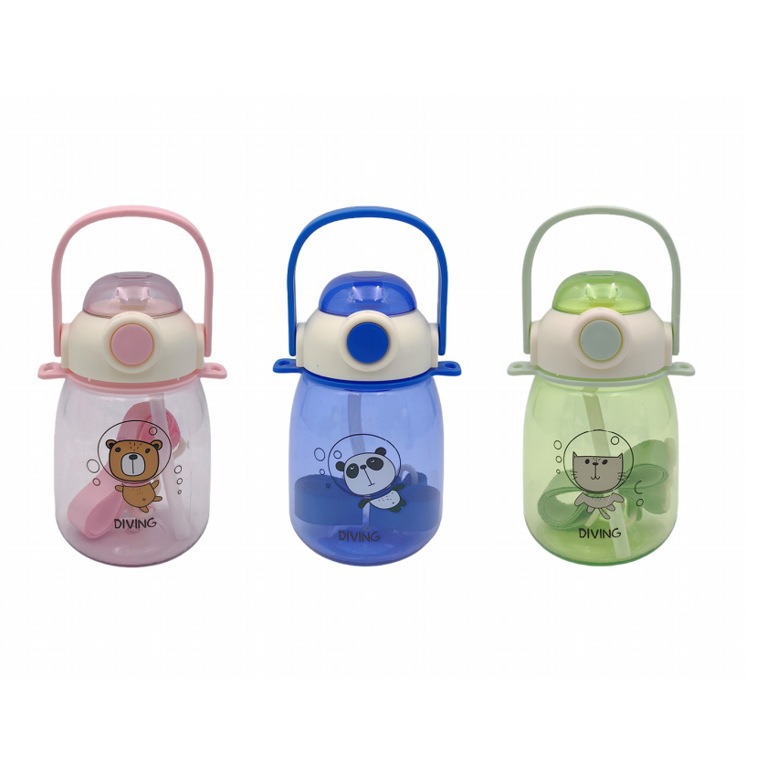 New Summer Children's Student Water Cup Portable Carrier High Appearance Level Plastic Cup With Straw Cute Cute Kettle Item Picture