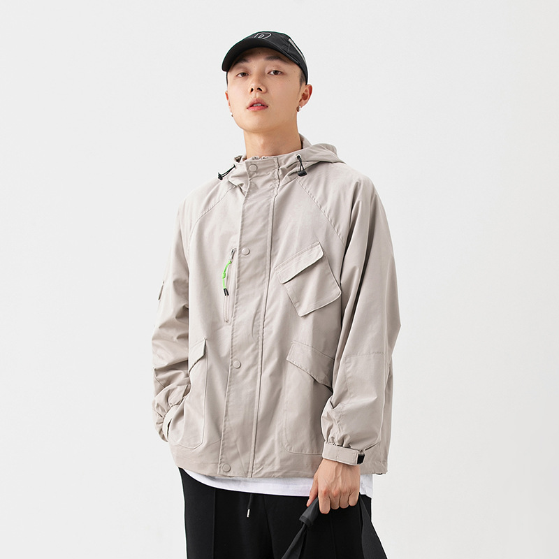 shibuyaelement Spring and Autumn loose Japanese hooded work jacket Men's trendy brand multi-pocket solid color coat Specification image