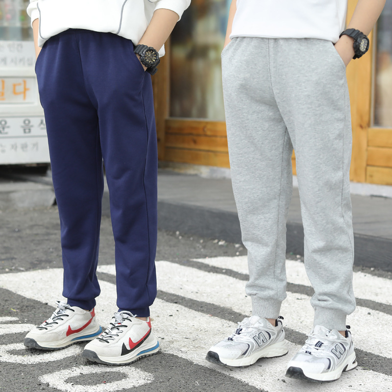 现货跨境专供童装纯棉长裤春秋加厚男童潮牌运动长裤卫裤防蚊裤