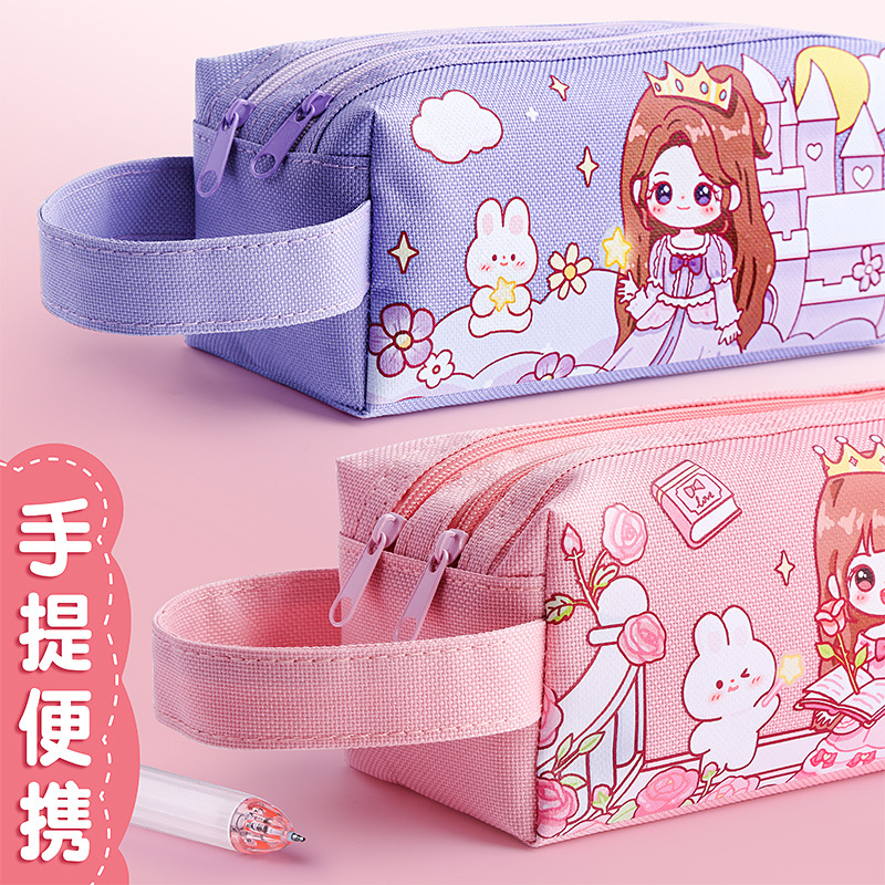 咔巴熊新款大容量笔袋高颜值新款简约多功能文具盒手提事方便携带详情图2