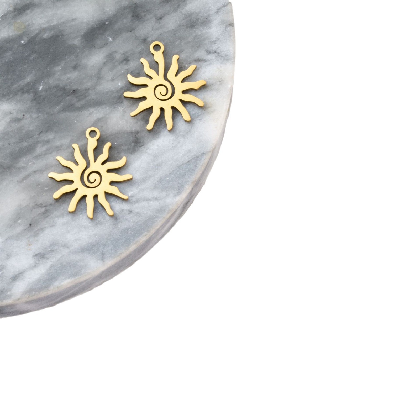 17*18Mm Color Preservation Titanium Steel Plated Real Gold Sunflower Pendant Diy Handmade Earrings Pendant Necklace Accessories Item Picture