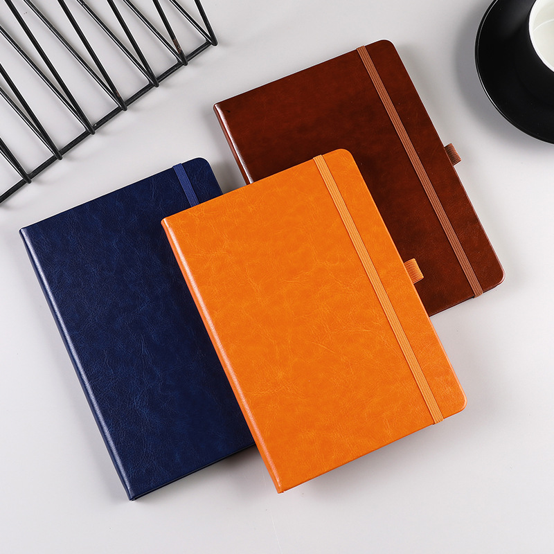 A5笔记本绑带本子商务记事本软皮学生文具日记本手账本批发印logo图