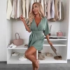 In-stock Amazon European and American women's clothing 2025, fashionable and elegant short skirts, V-neck short sleeves, lace-up casual jumpsuits Specification image