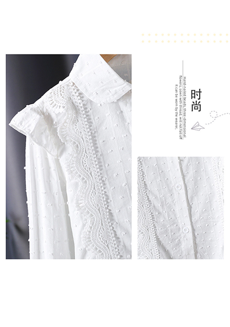 高档女童长袖衬衫纯棉开衫春秋新款儿童女孩白色学院风上衣中大童详情12