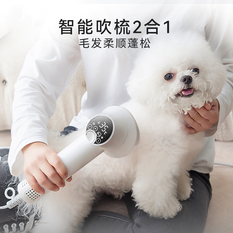 Pet hair dryer, dog intelligent hair blowing and grooming all-in-one machine, cat hair combing and quick-drying, small dog bath and hair dryer